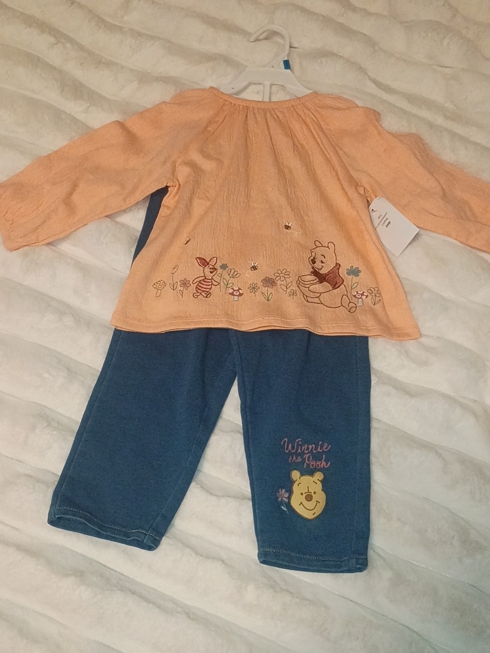 Winnie the Pooh Peach Top & Blue Pants Kids Matching Set